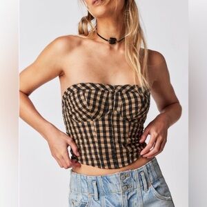 Free People Gingham Top NWT Medium